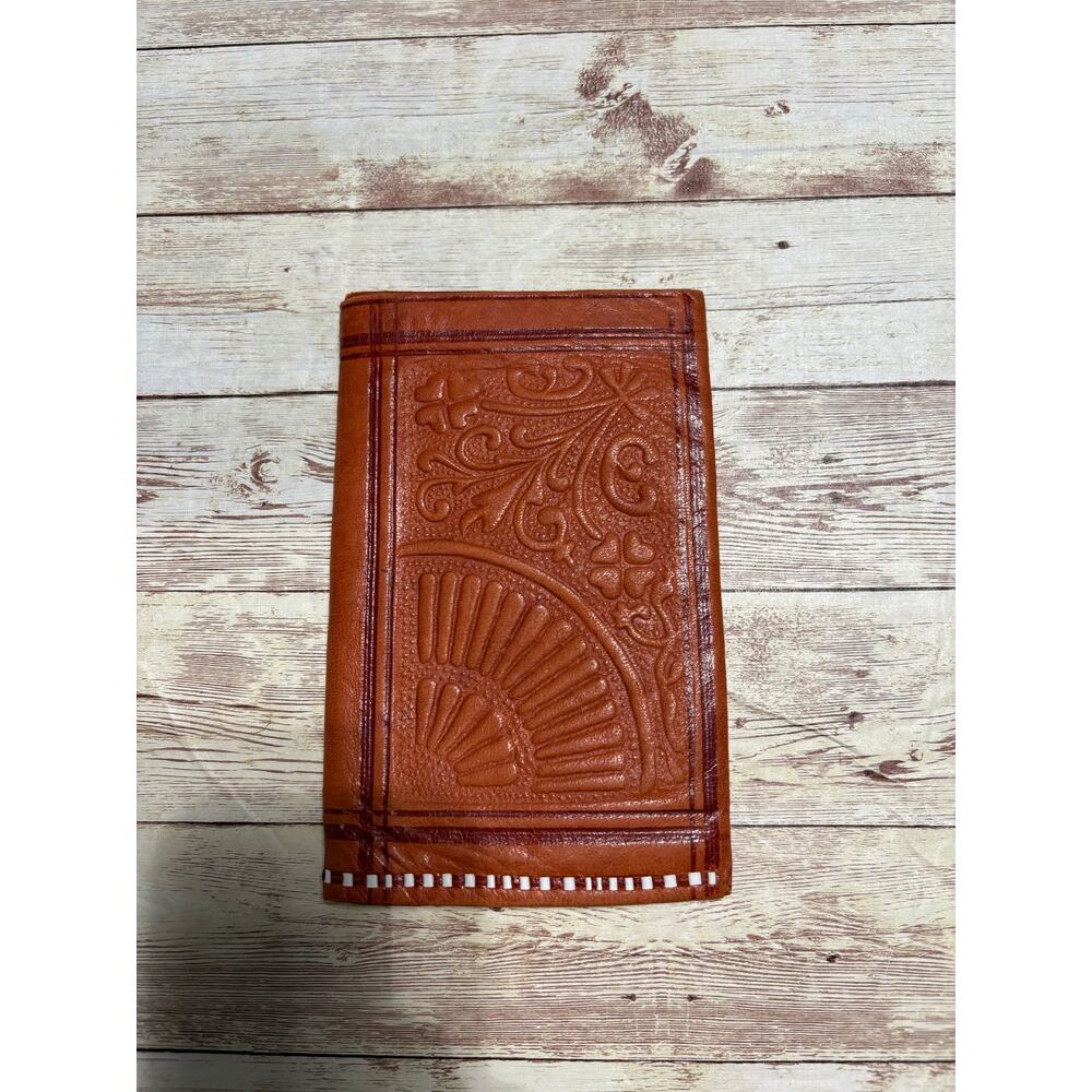 Vintage Hand Tooled Brown Leather Wallet Billfold - Picture 2 of 8